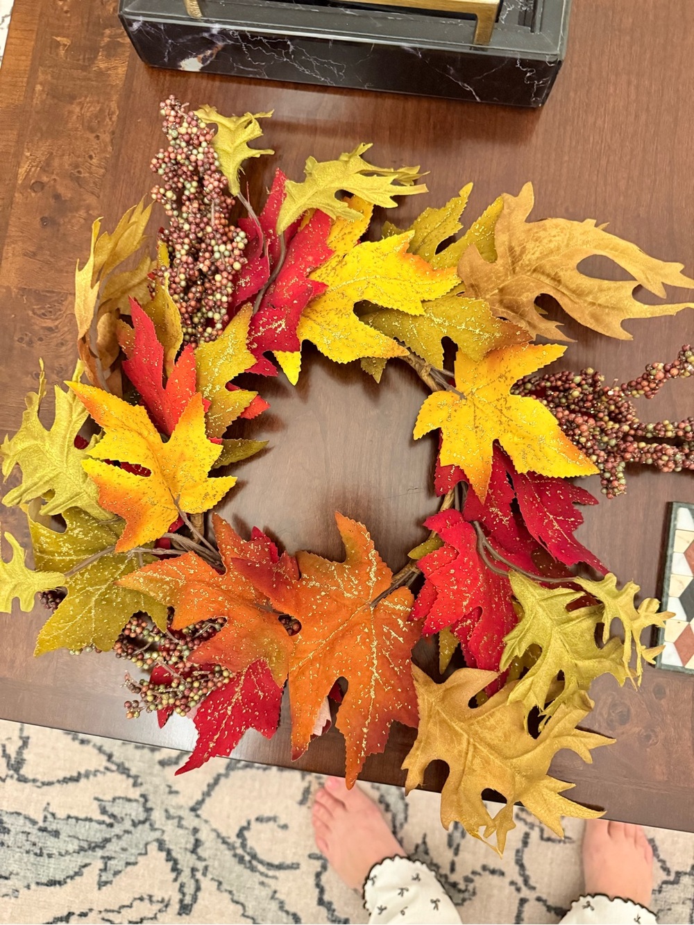 Source Unknown Autumn Maple Leaf Wreath - Red, Orange & Yellow